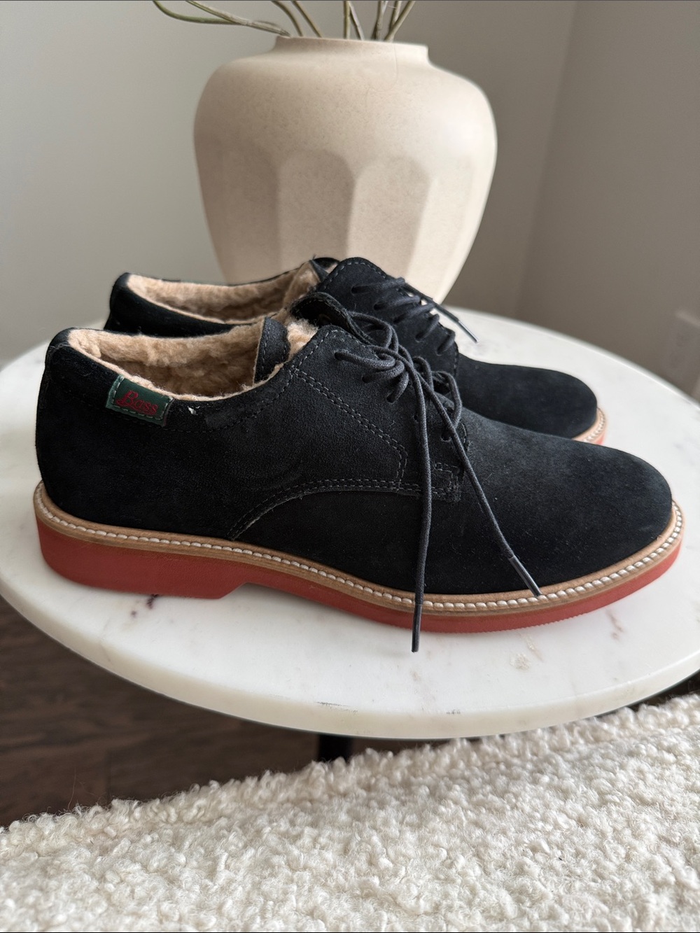 G.H. Bass & Co. Black Suede Shoes with Shearling Lining Size 7